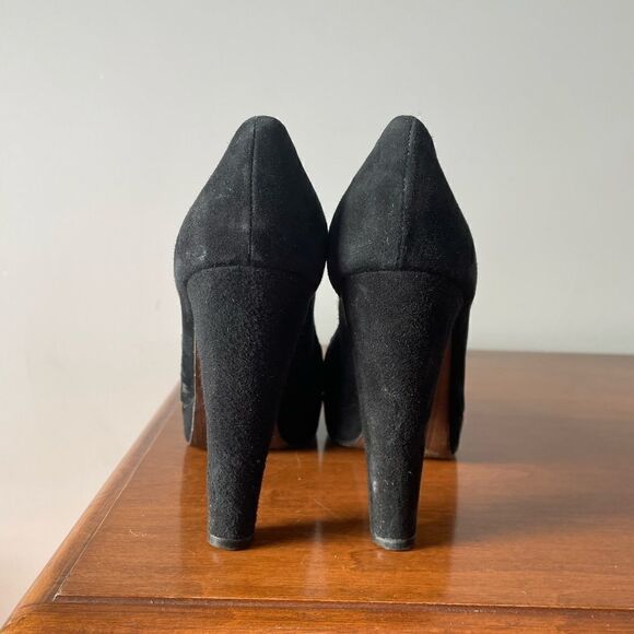Stuart Weitzman Black Suede Peep-toe Heels - Picture 4 of 8